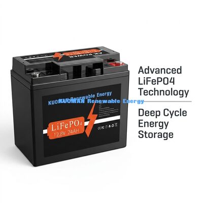 12V 24Ah LiFePO4 बैटरी 307.2Wh ऊर्जा और डीप साइकिल अनुप्रयोगों के लिए ABS केस सामग्री के साथ