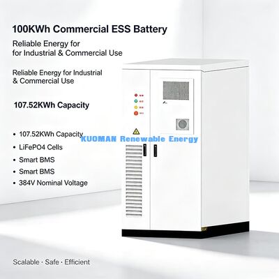 100KWh 384V LiFePO4 ESS ऊर्जा भंडारण कैबिनेट सौर फार्म और वाणिज्यिक माइक्रोग्रिड के लिए 280Ah बैटरी