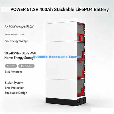 51.2V स्टैकेबल LiFePO4 बैटरी 10.24kWh–30.72kWh | होम सोलर एनर्जी स्टोरेज 10 साल की वारंटी
