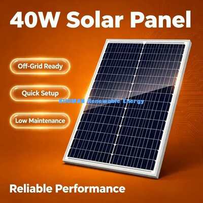 कॉम्पैक्ट 40W मोनोक्रिस्टलाइन पीवी पैनल 12 वोल्ट बैटरी चार्जिंग के लिए IP67 जंक्शन बॉक्स