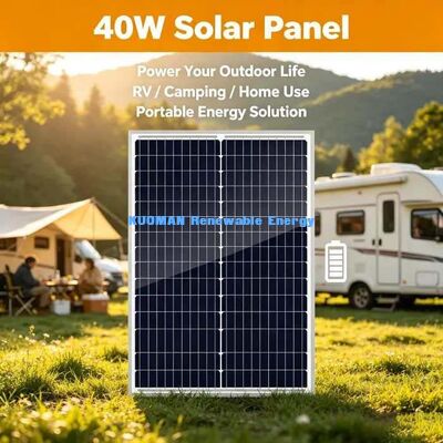हल्के 40W मोनोक्रिस्टलाइन सोलर पैनल आसान-स्थापना 12V ऑफ-ग्रिड चार्जिंग यूनिट