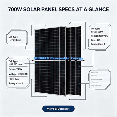 वाणिज्यिक-ग्रेड 700W बाईफेशियल सोलर मॉड्यूल, छत के उपयोग के लिए क्लास-1 अग्नि सुरक्षा