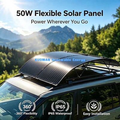 50W मोनोक्रिस्टलाइन फ्लेक्सिबल सोलर पैनल, कैम्पर वैन, मरीन और आउटडोर कैंपिंग के लिए वाटरप्रूफ ऑफ-ग्रिड सौर ऊर्जा