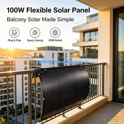 105W 19.4V लचीला सौर ऊर्जा पैनल, घुमावदार सतहों के लिए 360 डिग्री मोड़ने योग्य सौर मॉड्यूल