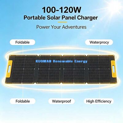 100-120W उच्च-दक्षता फोल्डिंग सौर पैनल, ऑफ-ग्रिड एडवेंचर्स के लिए स्प्लैश-प्रूफ पोर्टेबल सोलर चार्जर