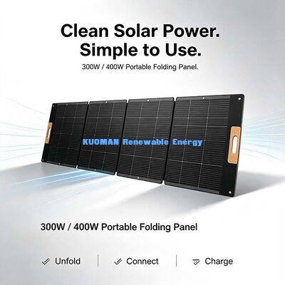 पोर्टेबल फोल्डेबल 300W सोलर पैनल चार्जर, कैंपिंग, हाइकिंग और वैन लाइफ के लिए ऑफ-ग्रिड सोलर पावर