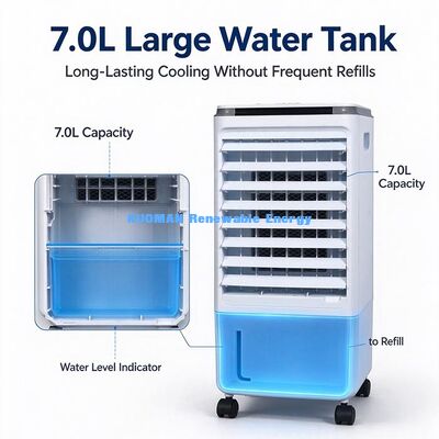 Rolling Portable Evaporative Air Cooler, 3 Speed Water Cooler Fan for Home Office Shop