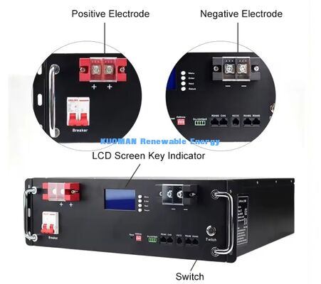 KM 48V 100Ah LiFePO4 बैटरी रैक मॉड्यूल गहरे चक्र 8000 बार