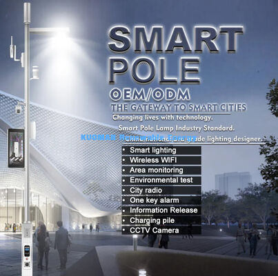 फुटपाथ सड़क आउटडोर स्मार्ट सिटी एलईडी स्ट्रीट लाइट पोल के साथ पोल कैमरा