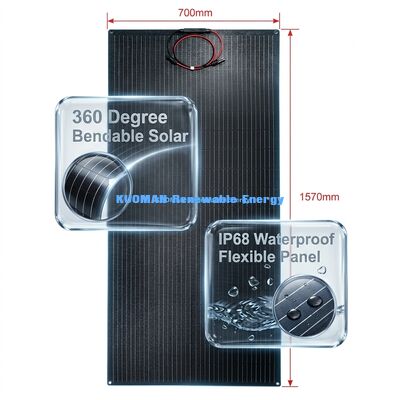 200W IP68 वाटरप्रूफ 360° বাঁকানো নমনীয় সৌর প্যানেল নবায়নযোগ্য শক্তির জন্য