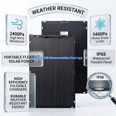 200W IP67 360 डिग्री बेंड करने योग्य लचीला सौर पैनल आरवी और होम ट्रैवल बाईफेशियल सौर पैनल के लिए