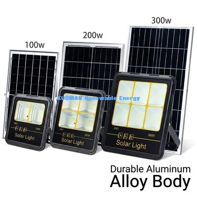 300W एलईडी सोलर फ्लड लाइट IP65 वाटरप्रूफ 15000LM हाई ल्यूमेन एल्यूमीनियम अलॉय बॉडी के साथ आउटडोर लाइटिंग के लिए