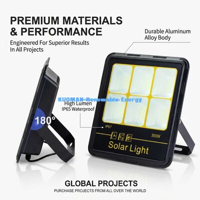 IP65 वाटरप्रूफ 200W-400W सौर बाढ़ प्रकाश 15000LM उच्च लुमेन एलईडी सौर उद्यान बाढ़ प्रकाश के साथ