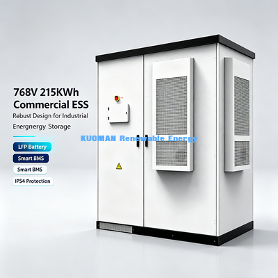215kWh आउटडोर सी एंड आई ऊर्जा भंडारण कैबिनेट∙ 768V एलएफपी सौर पीवी एकीकरण के लिए बैटरी प्रणाली