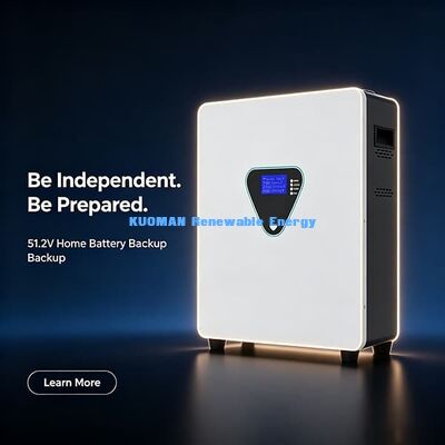 Wall-Mount 51.2V Lithium Powerwall, Max 200A Charge/Discharge, Smart LCD Display Off-Grid Cabin Solar Backup Battery Storage