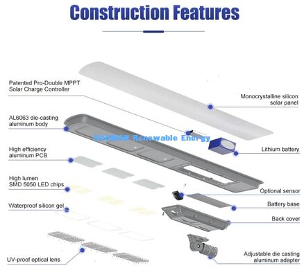 Outdoor Solar Street Light 30W Optional Motion Sensor All In One Solar LED Light for Parking Lot