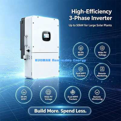 40-60V लिथियम लीड एसिड बैटरी संगत 3 चरण हाइब्रिड सौर इन्वर्टर 14kW