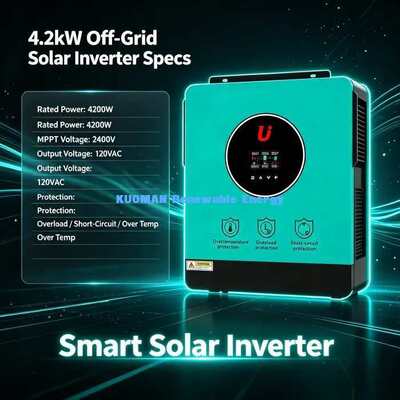 4200VA 24V सोलर हाइब्रिड इन्वर्टर 120A एमपीपीटी चार्ज कंट्रोलर पीवी 500V अधिकतम इनपुट