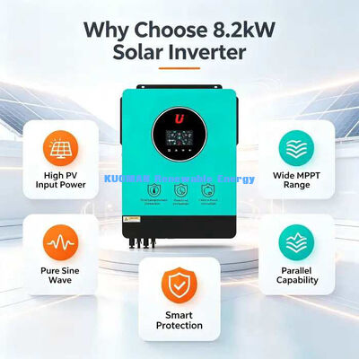 ऑल-इन-वन 8.2kW सौर हाइब्रिड इन्वर्टर चार्जर ग्रिड-टाई और स्टैंडअलोन ऑपरेशन