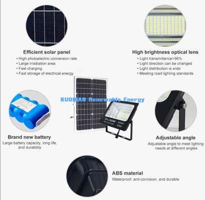 टिकाऊ ब्रांड लिथियम बैटरी सोलर फ्लड लाइट सभी मौसम में बाहरी उपयोग के लिए