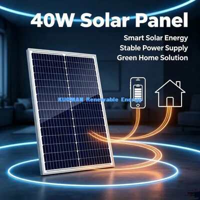 ग्रीनहाउस और दूरस्थ झोपड़ी बिजली के लिए 40W टेम्पर्ड-ग्लास मोनोक्रिस्टलाइन सोलर पैनल