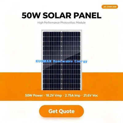 भारी-भरकम 50W सौर पैनल एल्यूमीनियम फ्रेम टेम्पर्ड ग्लास नाव और बगीचे की रोशनी के लिए