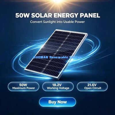 उच्च उपज 50W मोनोक्रिस्टलाइन सौर मॉड्यूल 0~+4.99W सकारात्मक शक्ति सहनशीलता