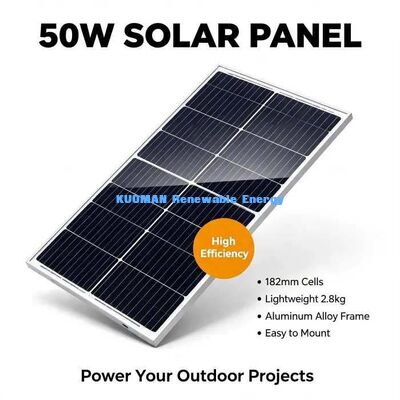 टिकाऊ 50W मोनोक्रिस्टलाइन सौर पैनल हवा और बर्फ प्रतिरोधी एल्यूमीनियम मिश्र धातु फ्रेम