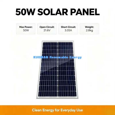 सभी सीजन 50W आउटडोर सौर पैनल बादल वाले मौसम के दिनों के लिए कम प्रकाश प्रदर्शन