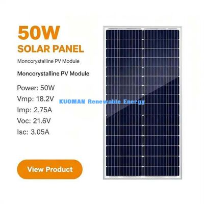 50W उच्च दक्षता सौर पैनल 700V सिस्टम वोल्टेज रेटिंग सुरक्षित ऑफ-ग्रिड पावर