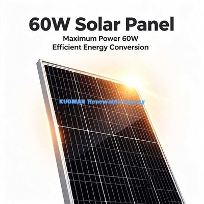 पोर्टेबल 60W मोनोक्रिस्टलीय सौर पैनल पूर्व-ड्रिल किए गए माउंटिंग छेद आसान स्थापना ऑफ-ग्रिड पावर