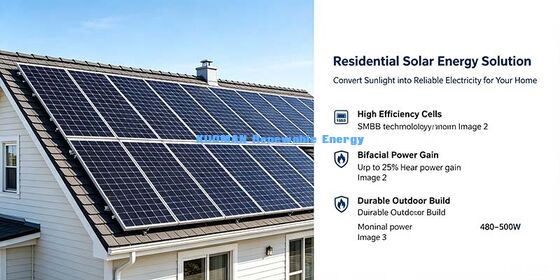 2.0 मिमी प्रबलित ग्लास 480-500W द्विपक्षीय सौर पैनल भारी बर्फ वाले क्षेत्रों के लिए