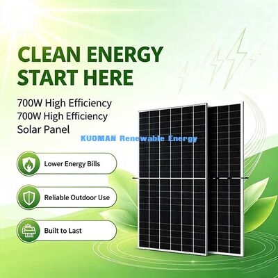 ऑफ-ग्रिड 700W मोनोक्रिस्टलीय द्विपक्षीय सौर पैनल, सुबह और बादल वाले दिन बिजली की आपूर्ति