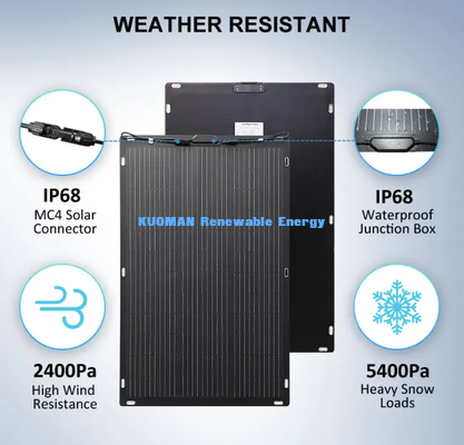 आर.वी. बोट यॉट ऑफ-ग्रिड पावर के लिए 100W फ्लेक्सिबल सोलर पैनल, 19.4V बेंडेबल कार्बन फाइबर सोलर पैनल