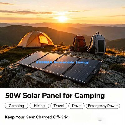 ऑफ-ग्रिड 50W फोल्डेबल सोलर पैनल, आपातकालीन बिजली बैकअप के लिए हल्के वजन वाला सोलर चार्जर