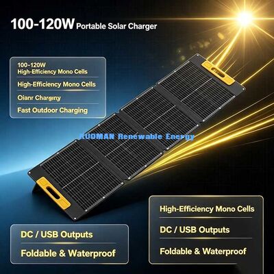 पोर्टेबल फोल्डेबल 100W सोलर चार्जर, पावर स्टेशन और आउटडोर गियर के लिए 19.4V मोनोक्रिस्टलाइन सोलर पैनल