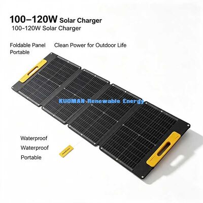 100W हल्का पोर्टेबल फोल्डिंग सोलर पैनल, लंबी पैदल यात्रा, समुद्र तट और पिकनिक यात्राओं के लिए ऑफ-ग्रिड सोलर चार्जर
