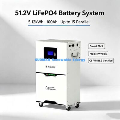 51.2V 100Ah लिथियम बैटरी 5.12kWh, 98% राउंड ट्रिप एफिशिएंसी सौर ऊर्जा भंडारण