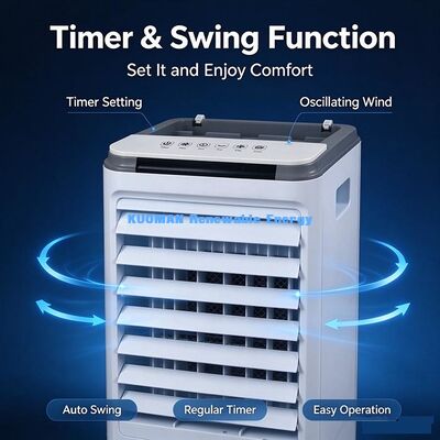 Energy Efficient Evaporative Cooling Fan, 80W Low Consumption Portable Air Cooler 7L Tank